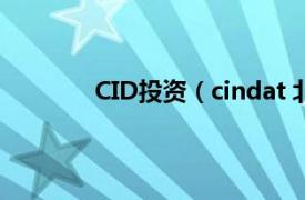 CID投资（cindat 北京投资顾问有限公司）