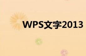 WPS文字2013（WPS文字2007）