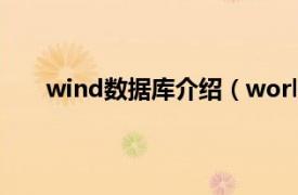 wind数据库介绍（world wind相关内容简介介绍）