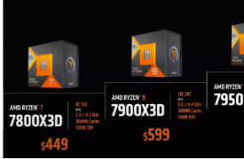 AMD 宣布 Ryzen 7000X3D 定价