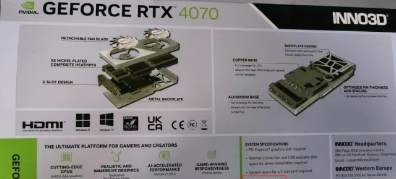 Inno3D 的 GeForce RTX 4070 配备 8 针电源连接器