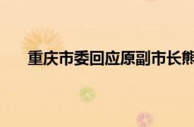 重庆市委回应原副市长熊雪被查具体详细内容是什么