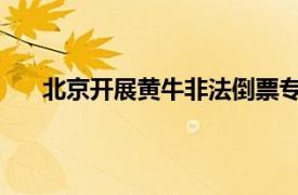 北京开展黄牛非法倒票专项整治具体详细内容是什么